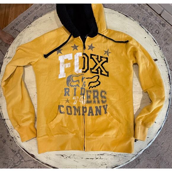 Fox Racing Women's Zip Up Hoodie Yellow Size Large Motocross Y2k 90's - Picture 1 of 10